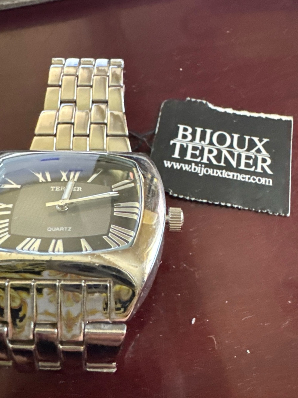 Bijoux Terner Silver-Tone Watch with Black Dial. New with tag and working.